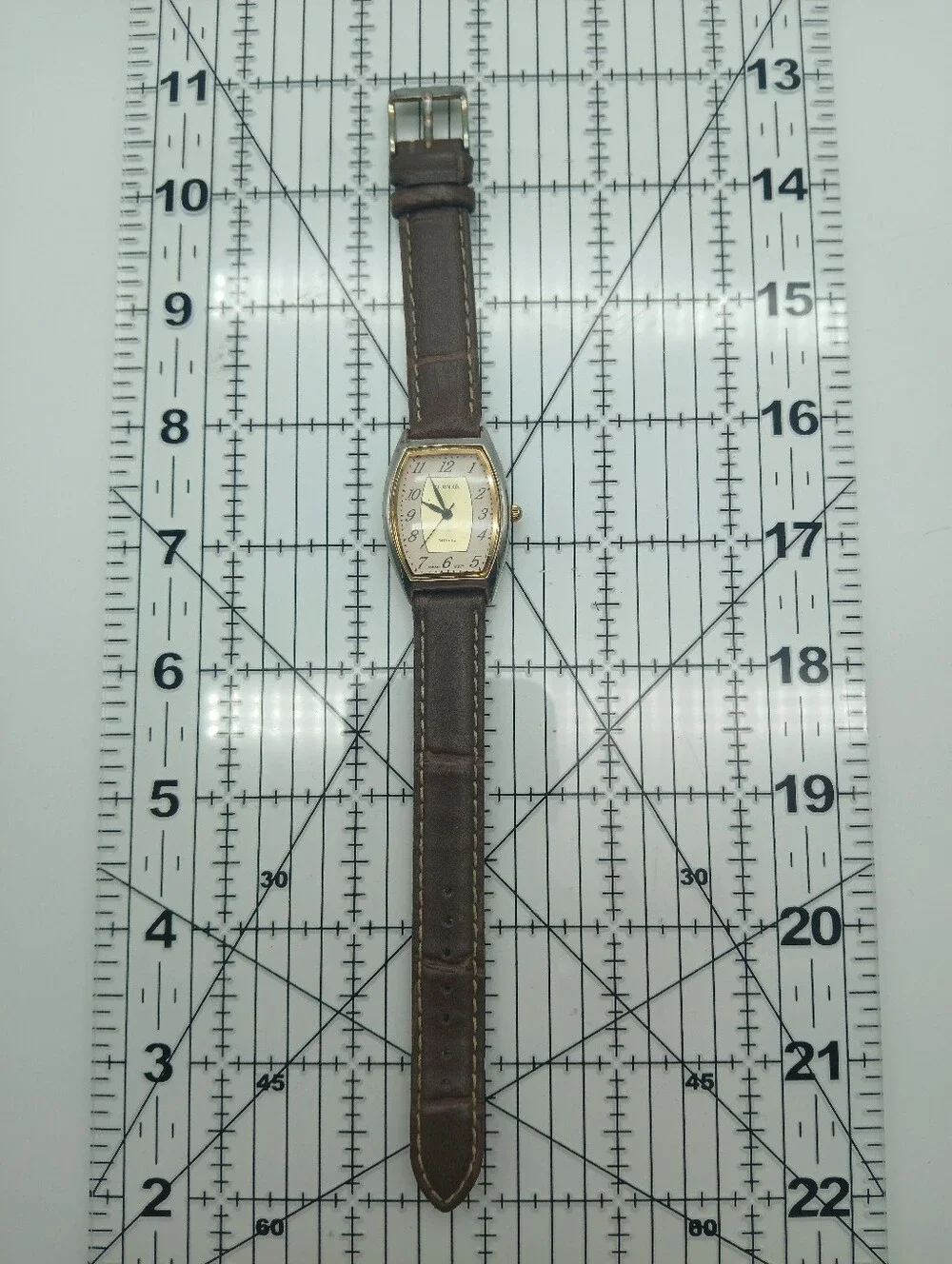 Bijoux Terner Brown Leather Strap Gold-Tone Dial Women's Watch Vintage
